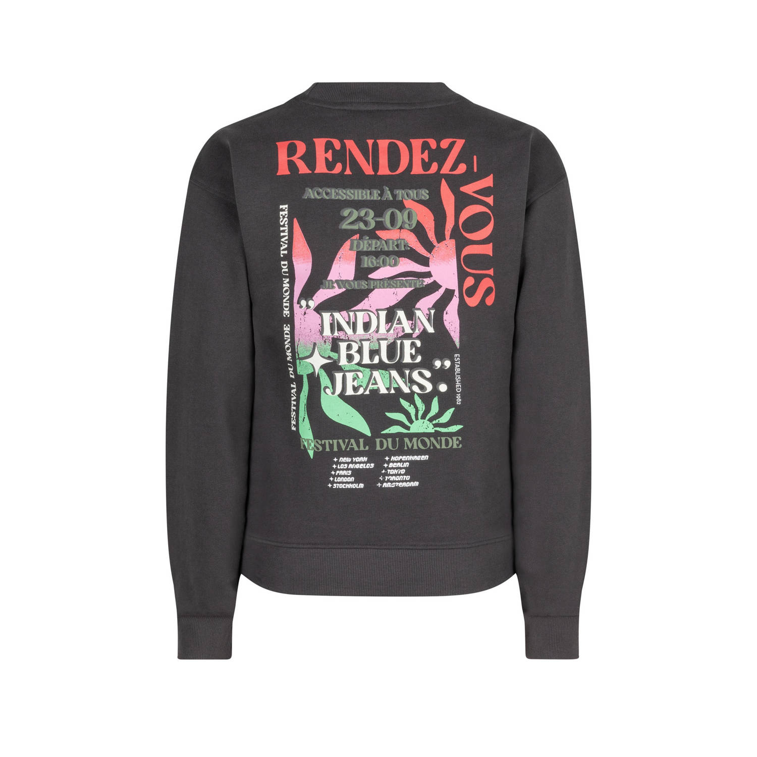 Indian Blue Jeans sweater met backprint donkergrijs