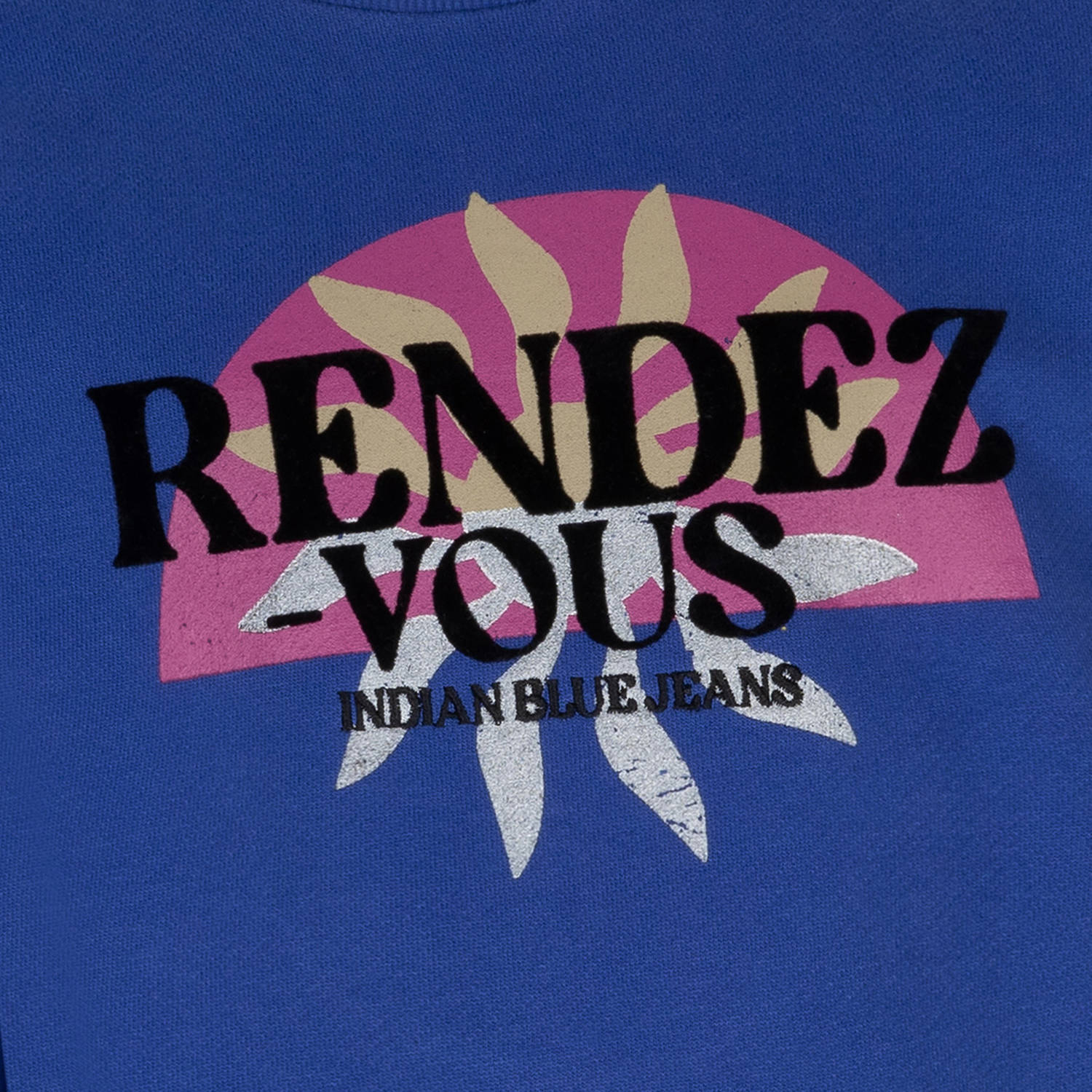 Indian Blue Jeans sweater met printopdruk hardblauw