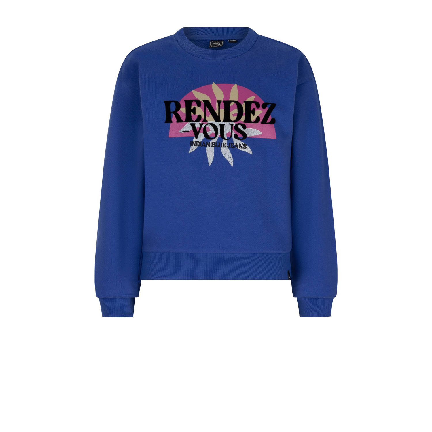 Indian Blue Jeans sweater met printopdruk hardblauw