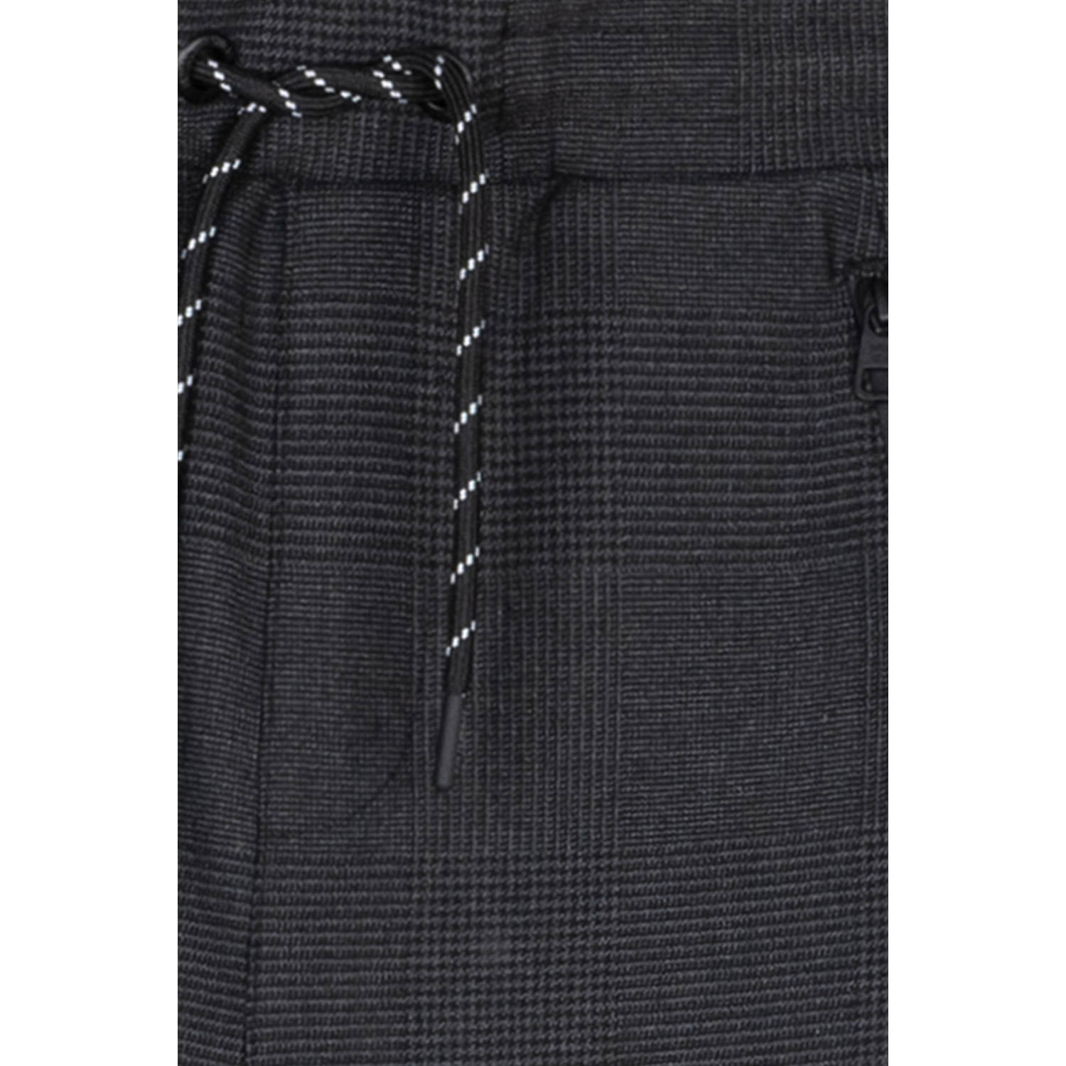 Indian Blue Jeans geruite regular fit broek zwart