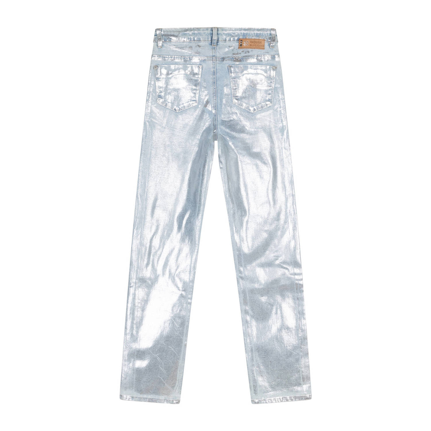 Indian Blue Jeans coated straight leg jeans zilver metallic