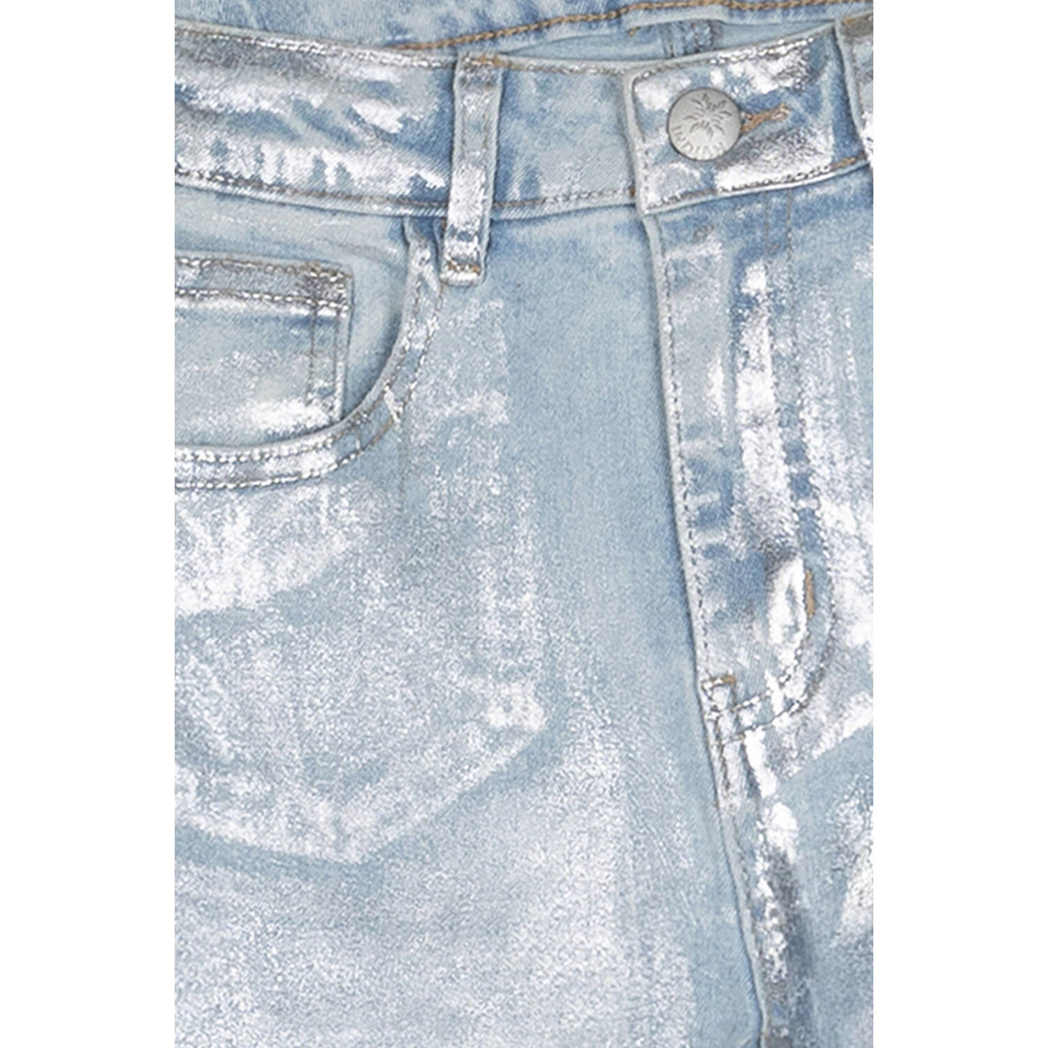 Indian Blue Jeans coated straight leg jeans zilver metallic