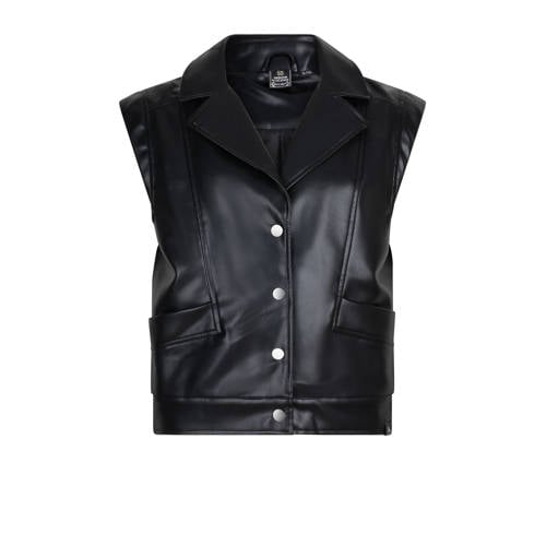 Indian Blue Jeans imitatieleren gilet zwart afbeelding