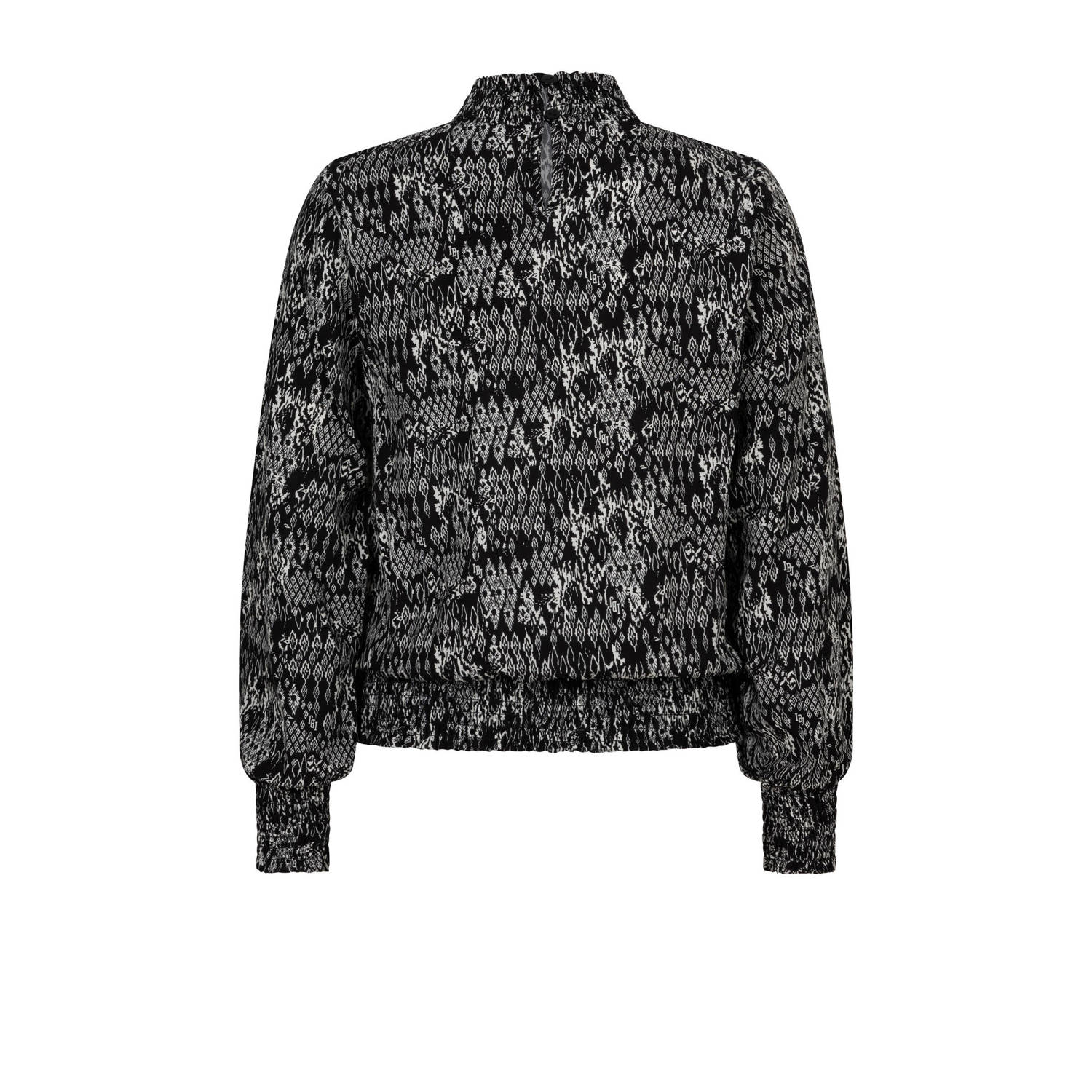 Indian Blue Jeans top met all over print zwart wit