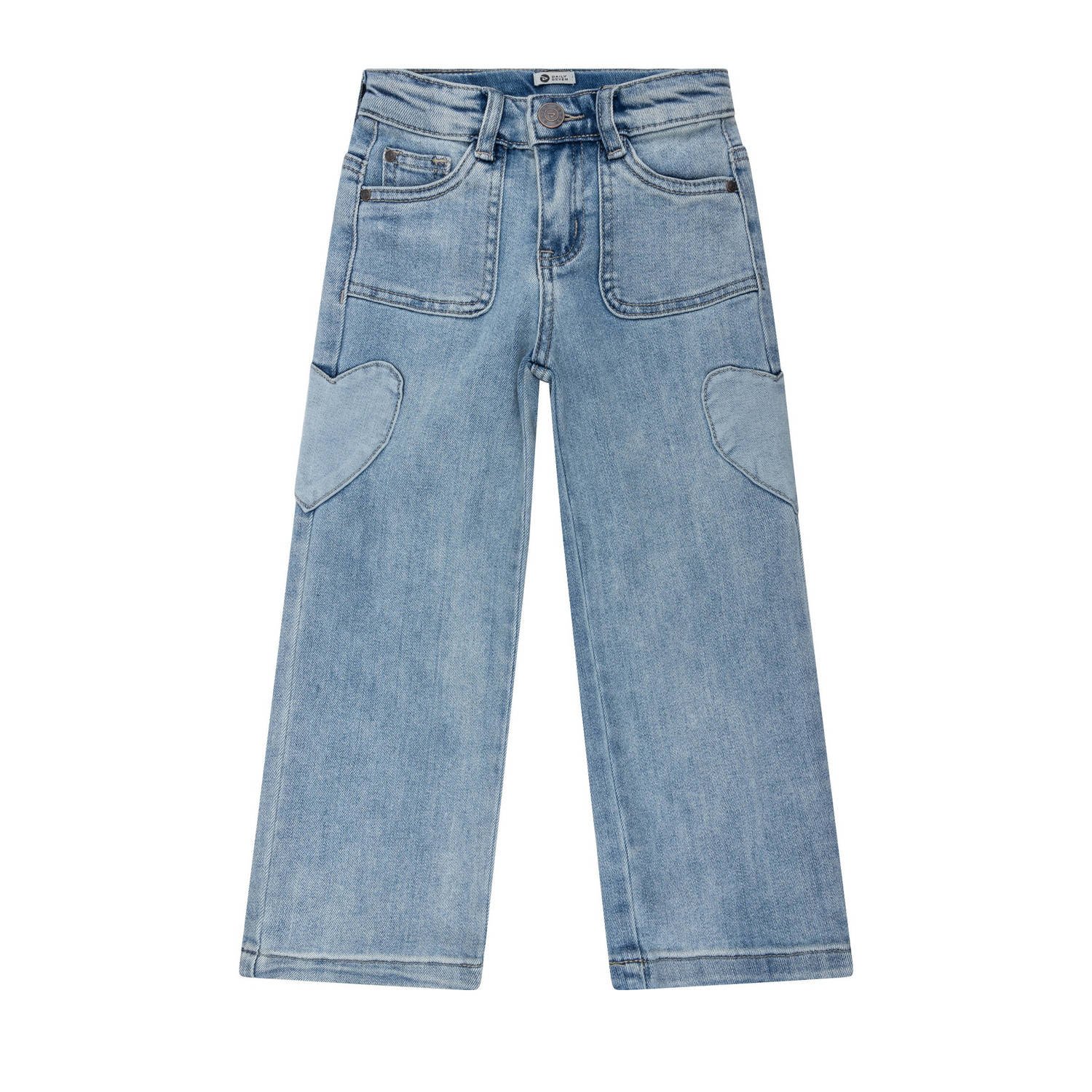 Daily7 wide leg jeans met hartjes used medium denim