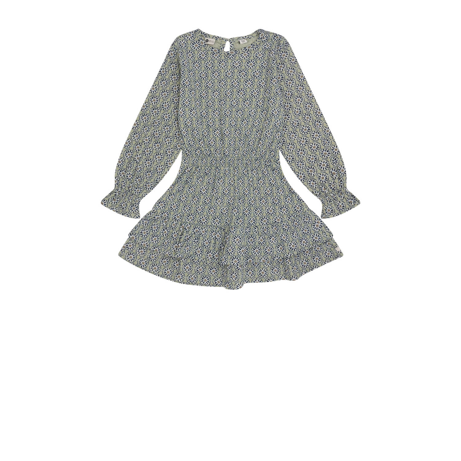 DAILY7 Meisjes Jurken Dress Longsleeve Flower Groen