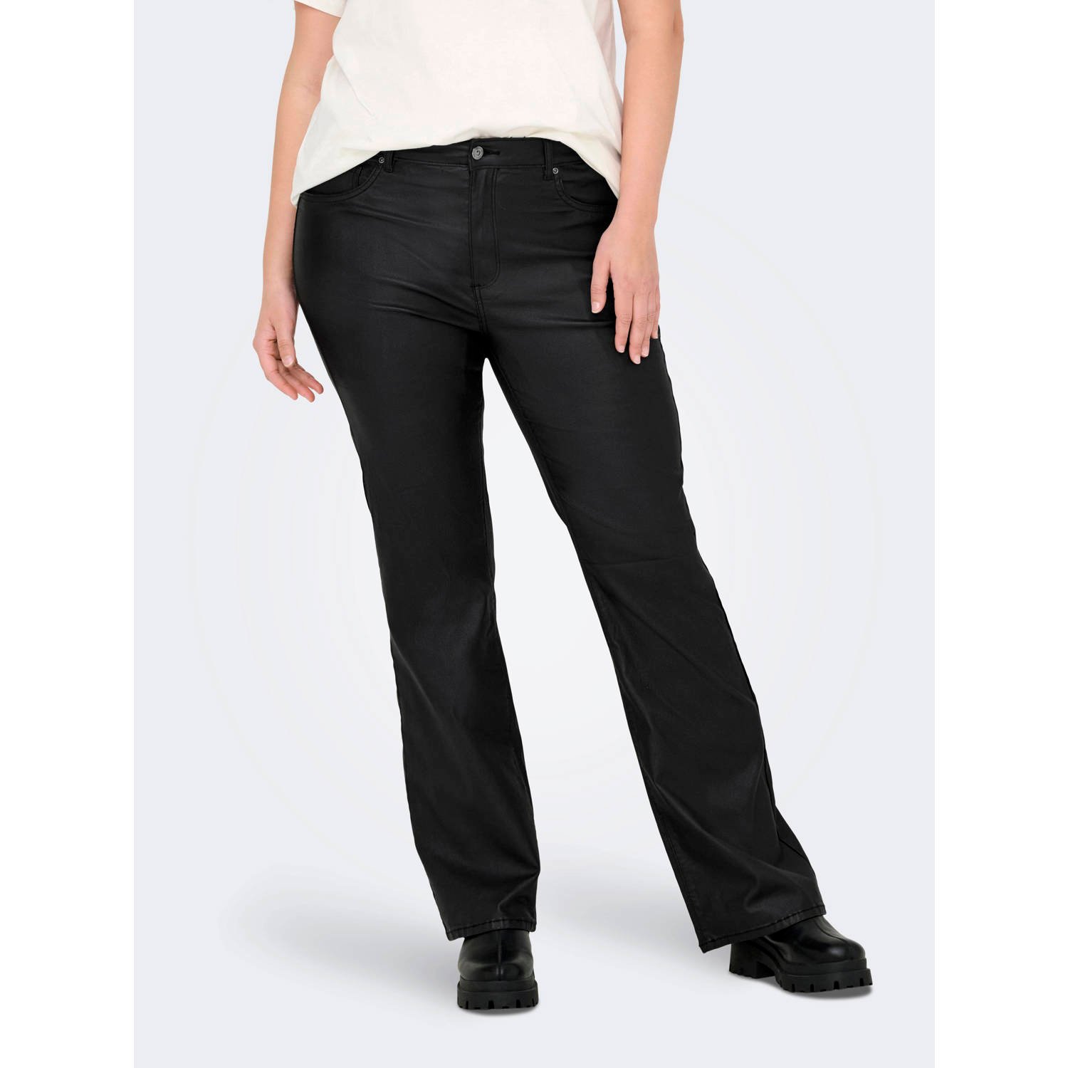 ONLY CARMAKOMA mid waist flared broek CARBLUSH zwart