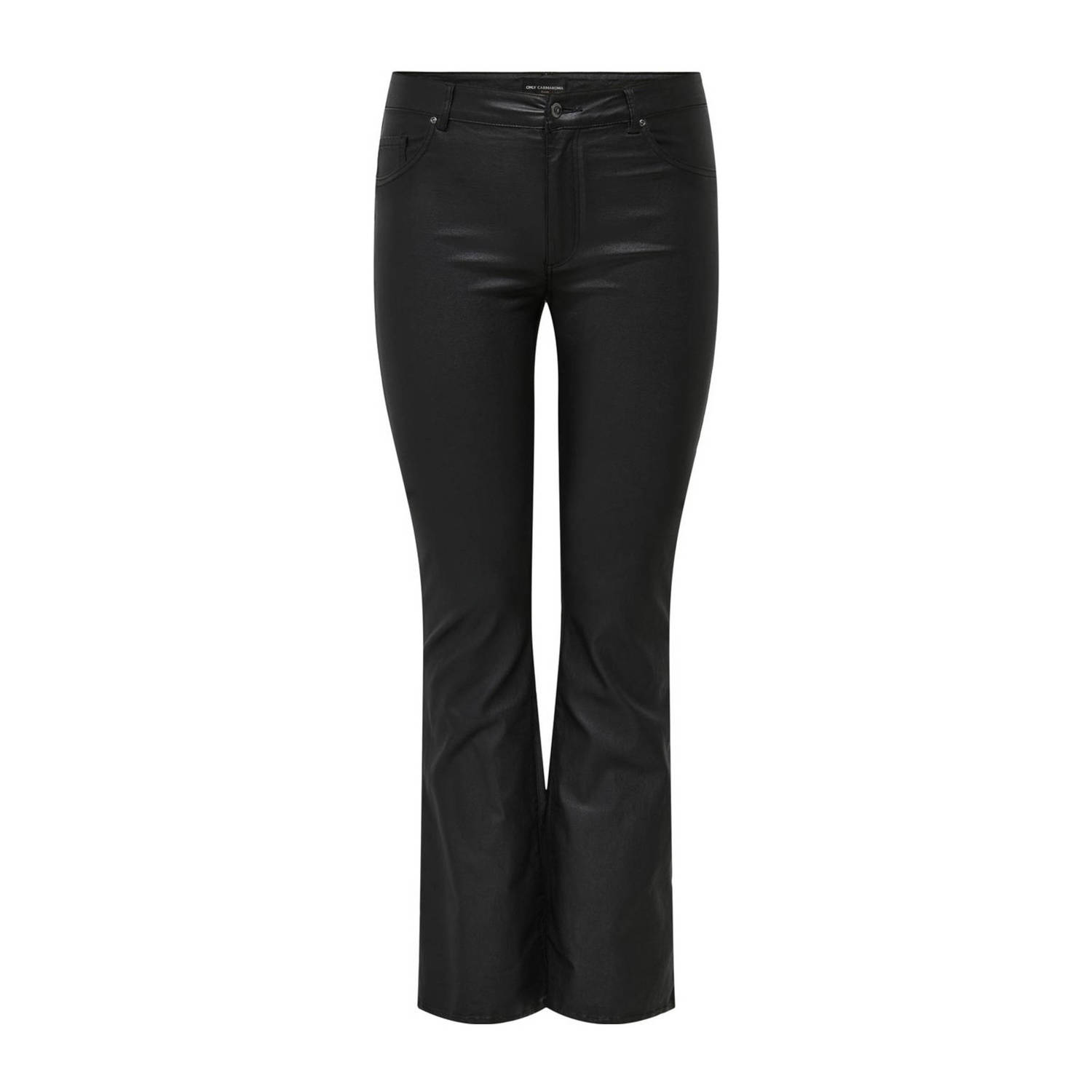 ONLY CARMAKOMA Imitatieleren broek CARBLUSH MID FLARED COATED PNT NOOS
