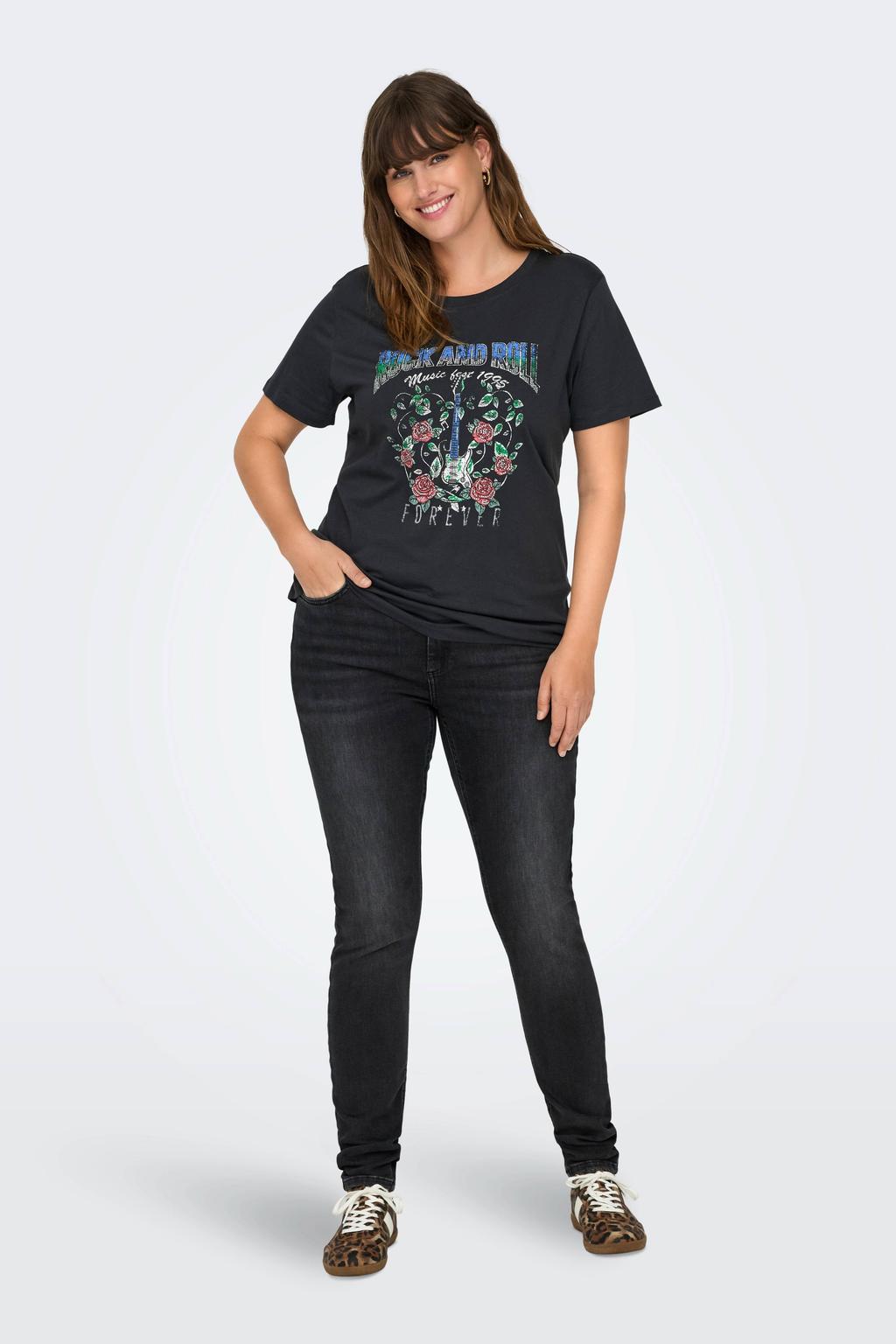 ONLY CARMAKOMA mid waist skinny jeans CARWILLY washed black