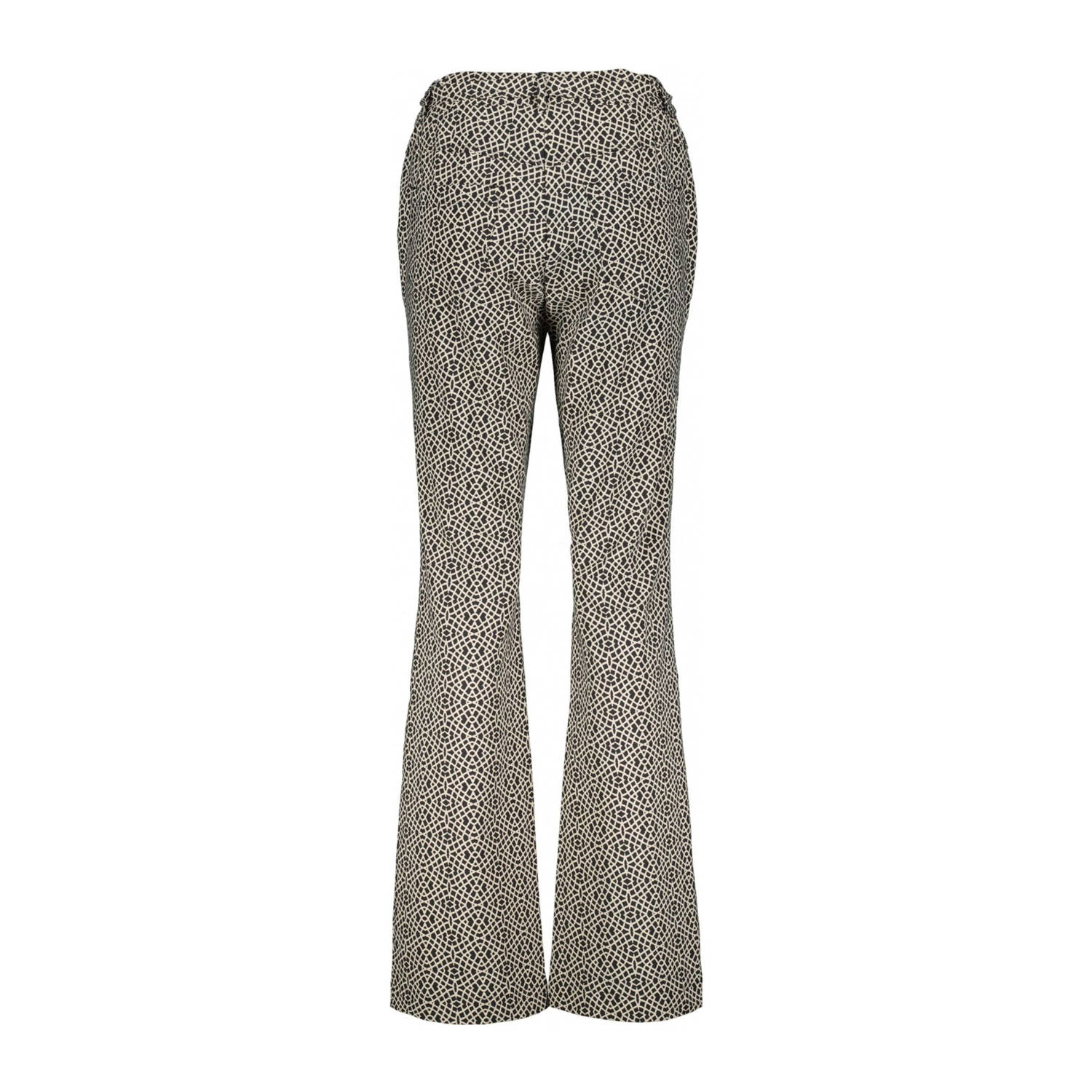 Didi straight fit broek Explore van travelstof met all over print wit zwart