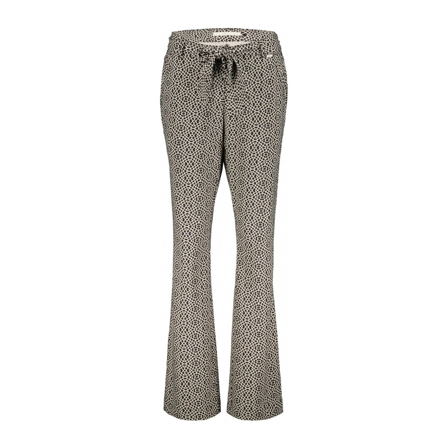 Didi straight fit broek Explore van travelstof met all over print wit zwart