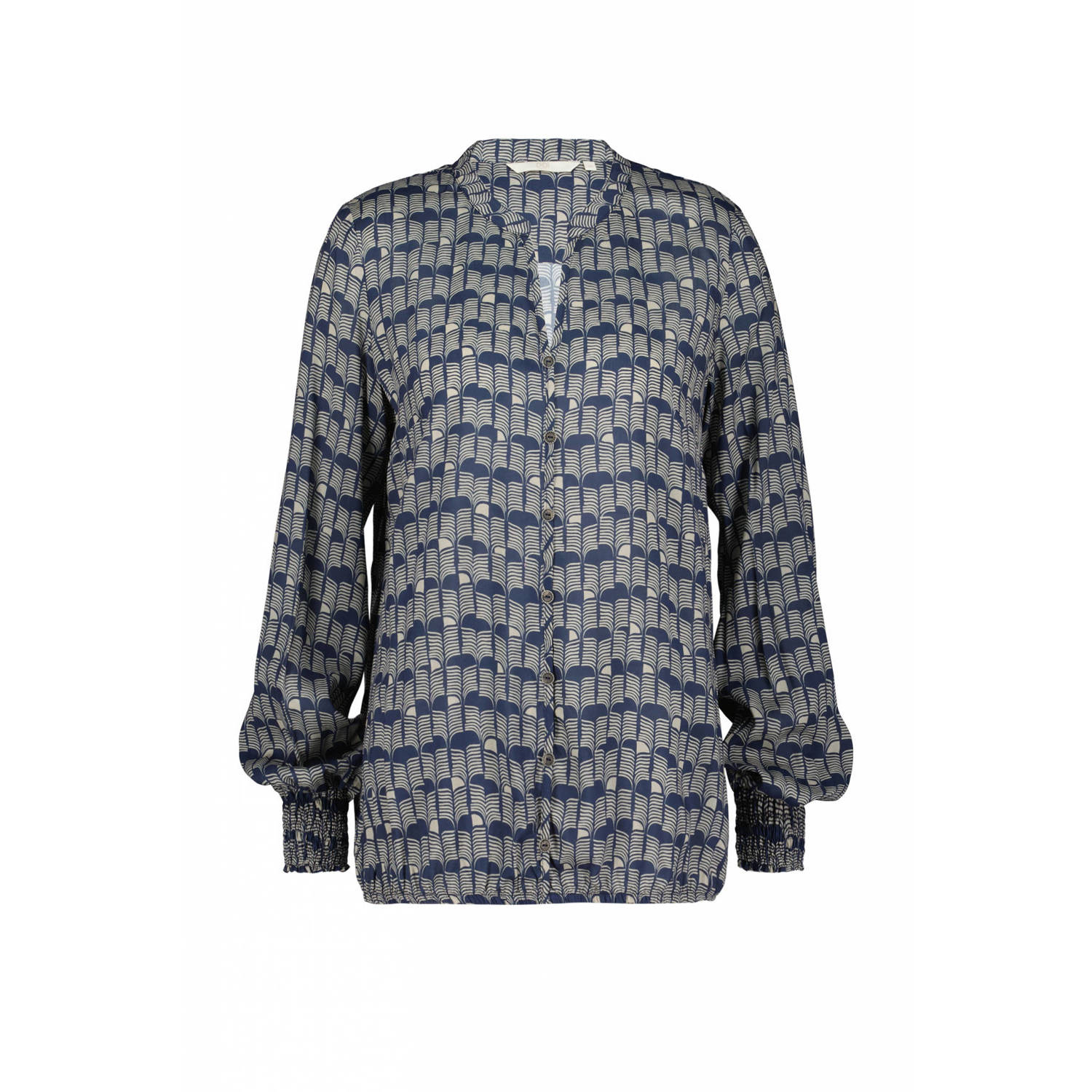 Didi blouse met all over print donkerblauw ecru