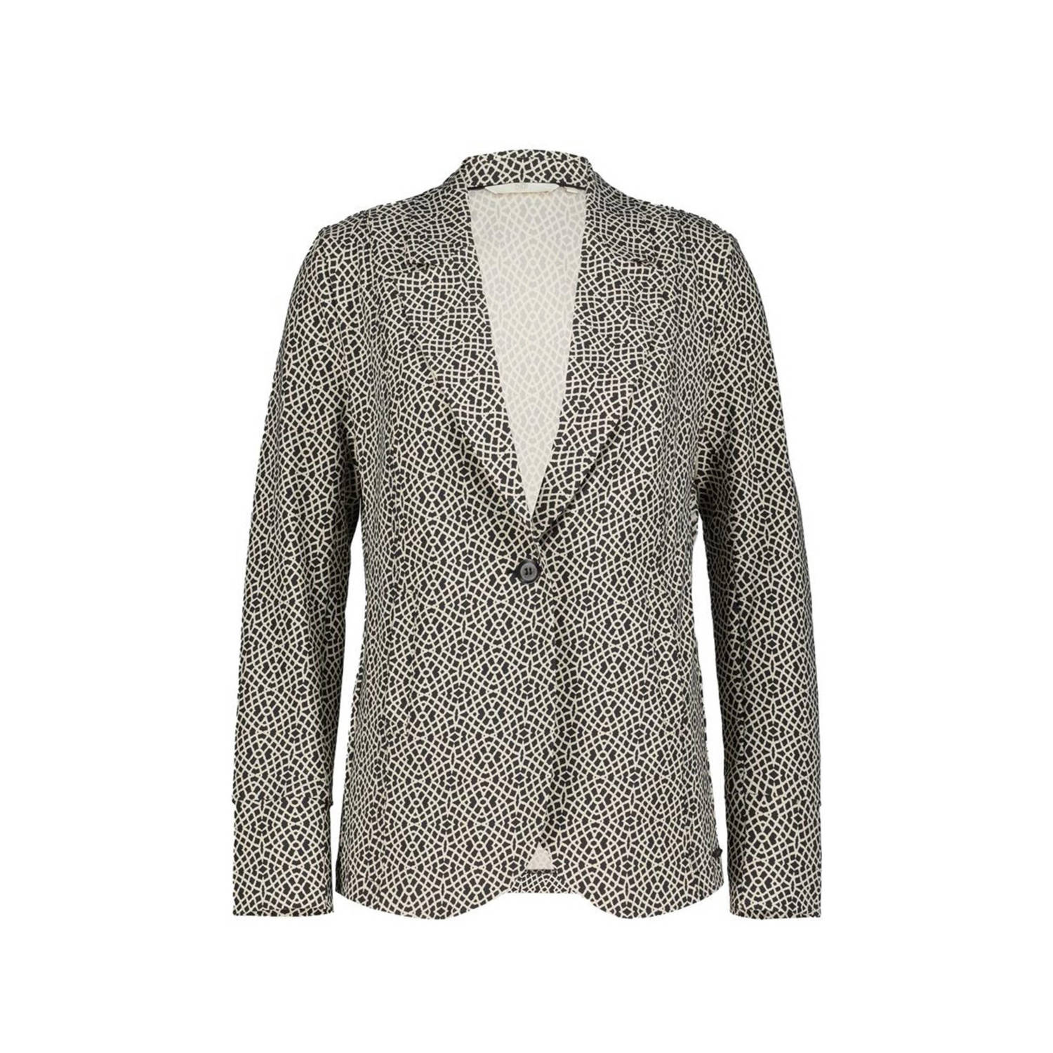 Didi blazer Moto van travelstof met all over print wit zwart