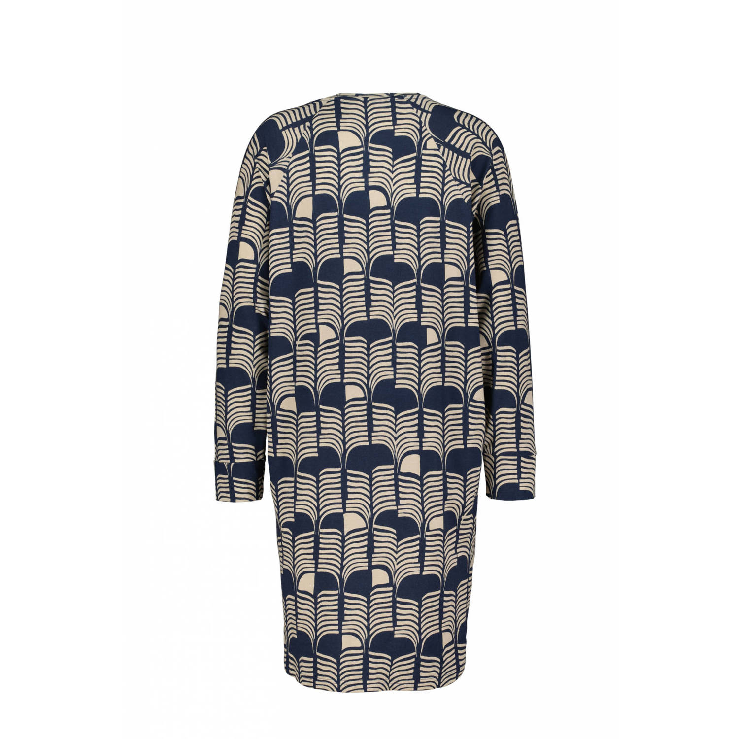 Didi jurk met all over print donkerblauw ecru