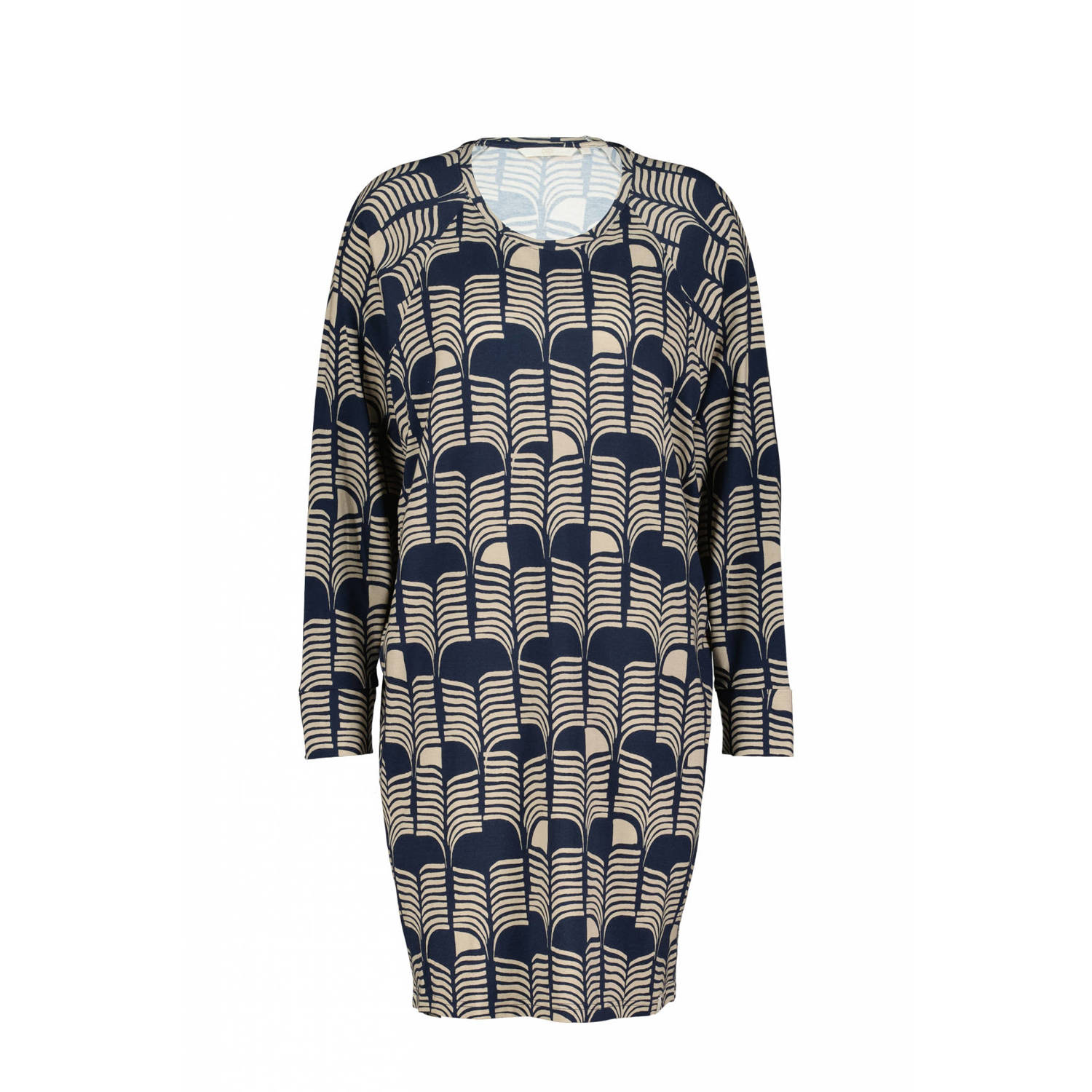 Didi jurk met all over print donkerblauw ecru