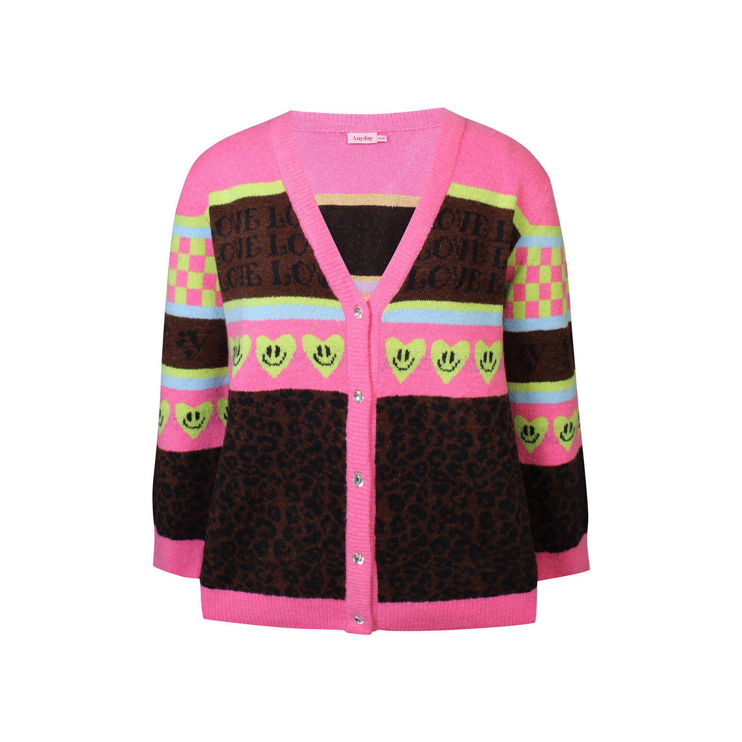 Anyday vest Salma met all overprint roze