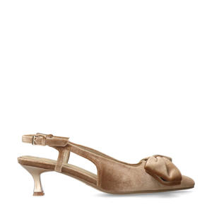   fluwelen slingback pumps taupe