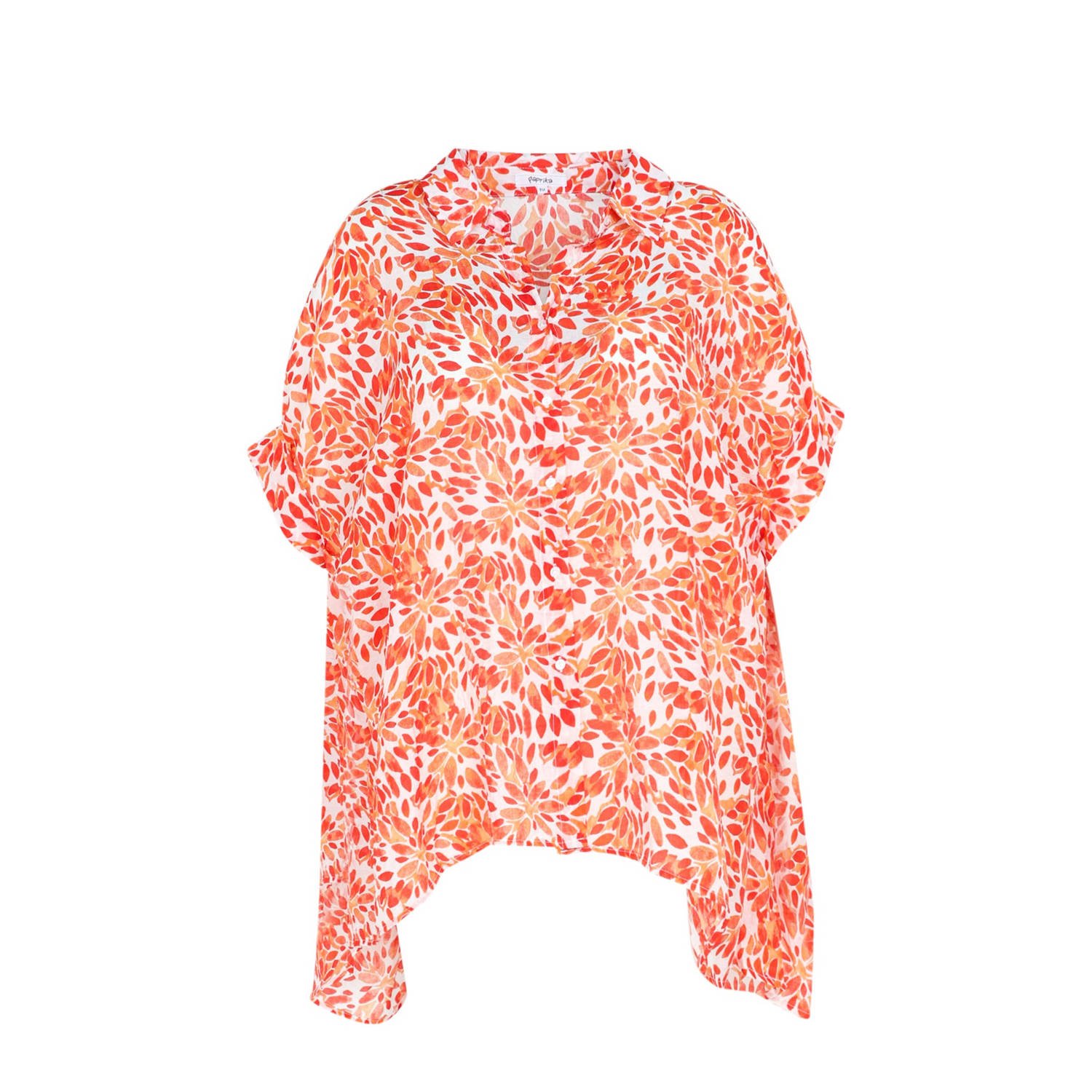 Paprika blouse met all over print oranje