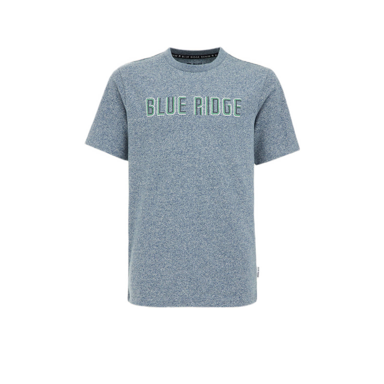WE Fashion T-shirt met tekst donkerblauw wit groen