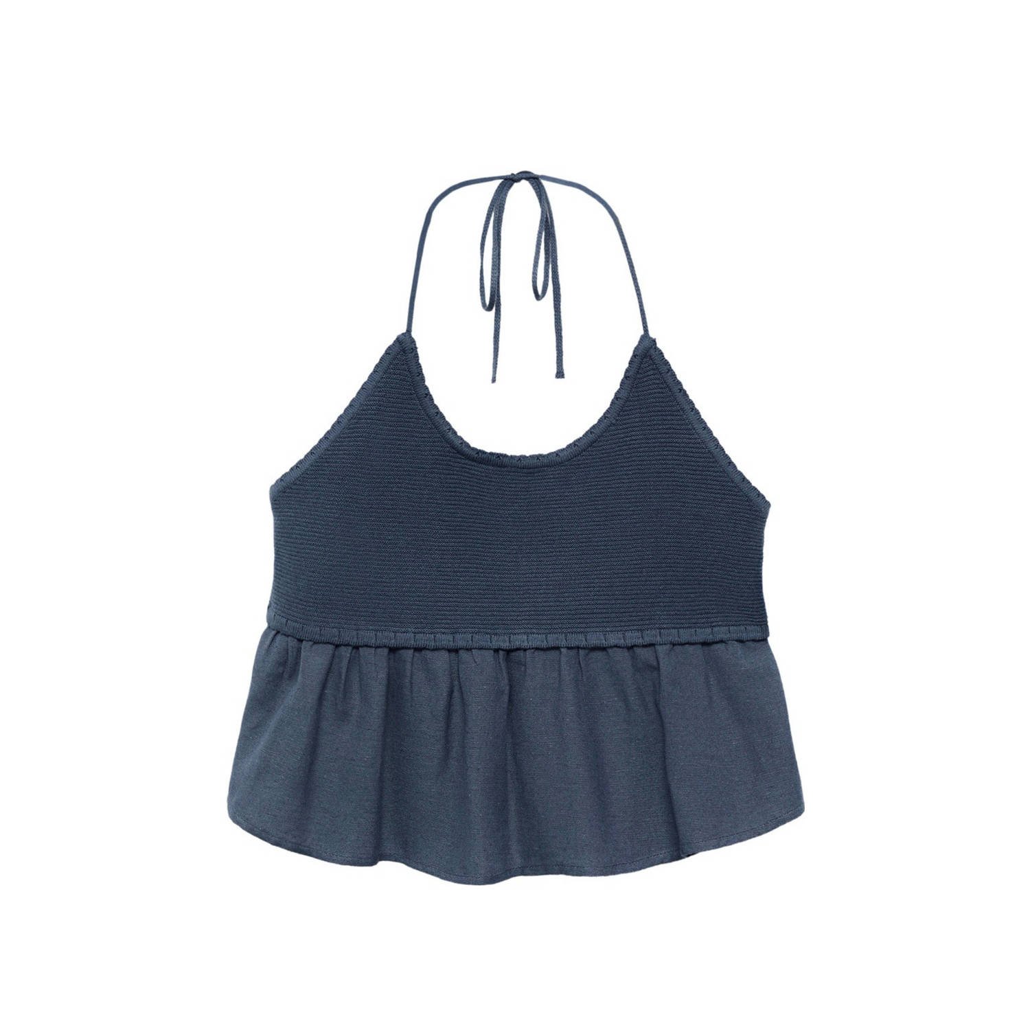 Mango Kids top marine Blauw Meisjes Viscose Ronde hals Effen 152(XXS)