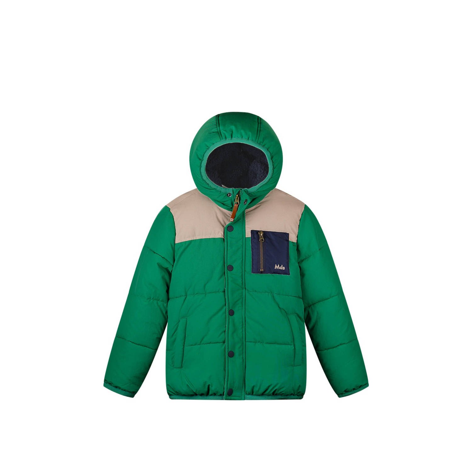 Moodstreet gewatteerde winterjas Joey frisgroen beige donkerblauw