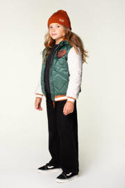 thumbnail: Groen en lichtgroene meisjes Moodstreet gewatteerde winterjas Joy van polyester met meerkleurige print, lange mouwen, capuchon en ritssluiting