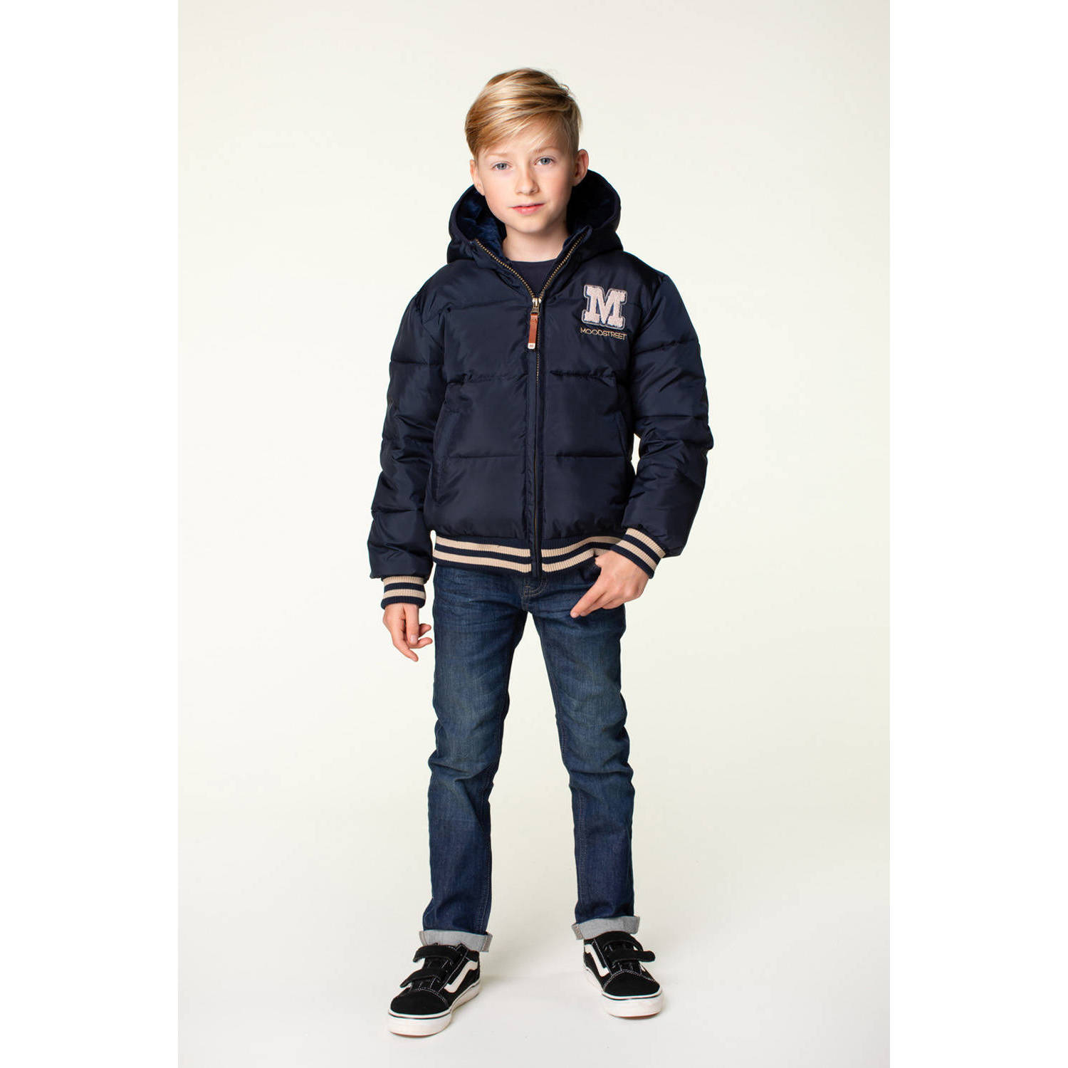 Moodstreet gewatteerde winterjas Justin donkerblauw