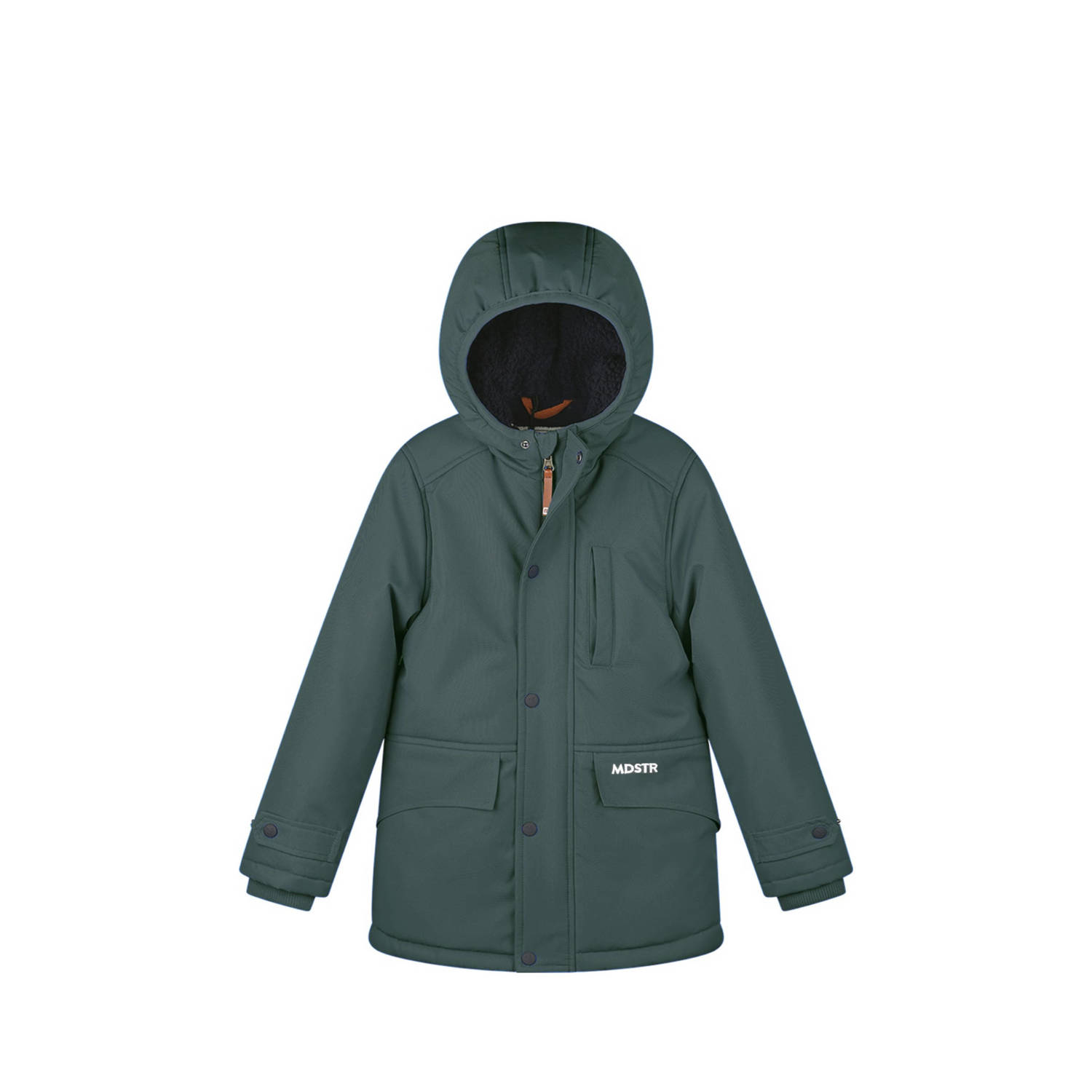 Moodstreet gewatteerde winterjas Jason donkergroen Jongens Polyester Capuchon 134 140