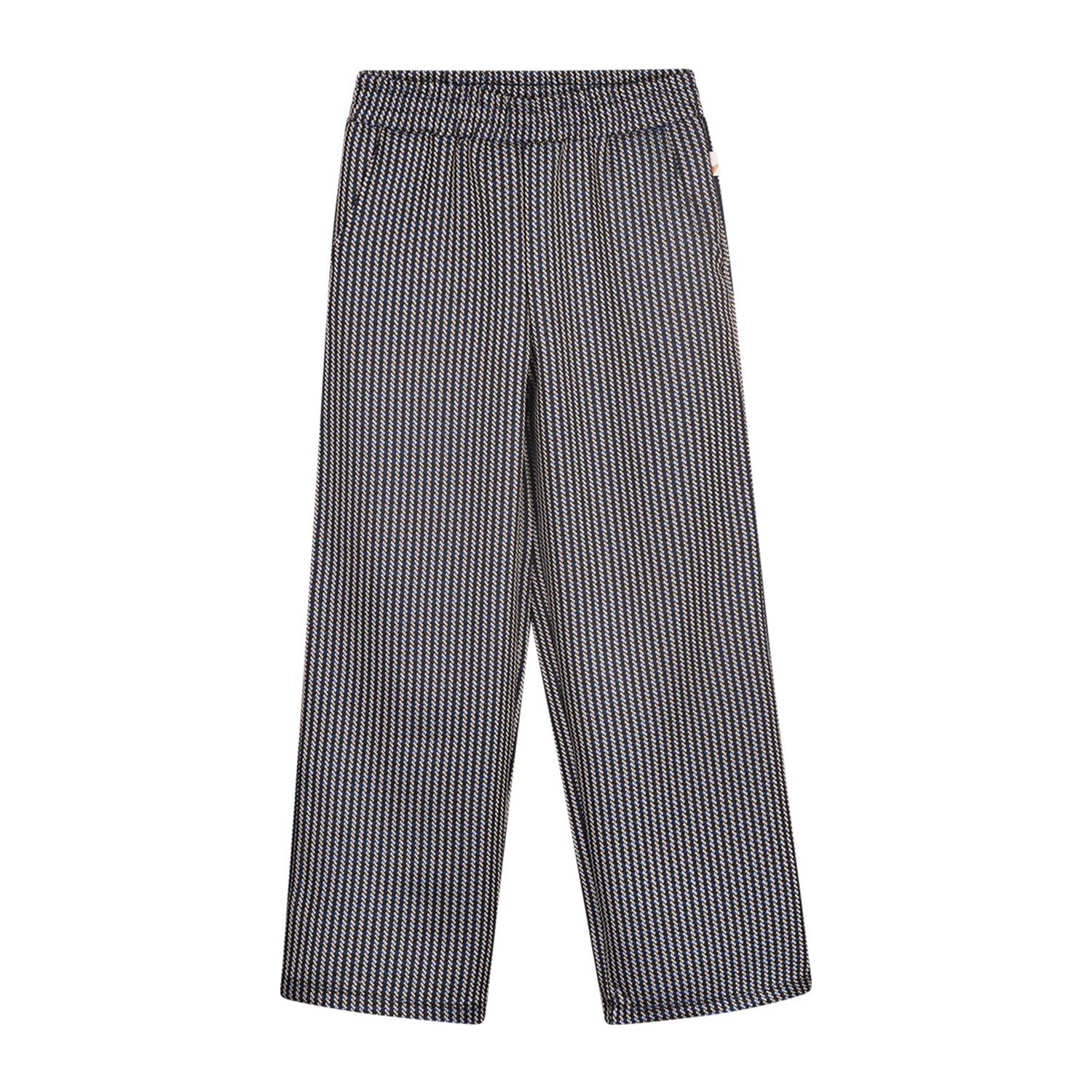 Moodstreet straight fit broek Belle met all over print zwart ecru