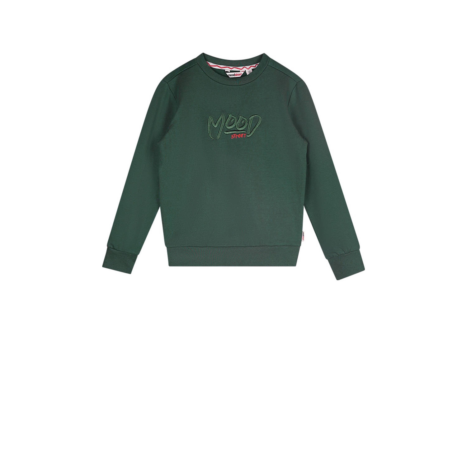 Moodstreet gebreide sweater Sev met printopdruk donkergroen