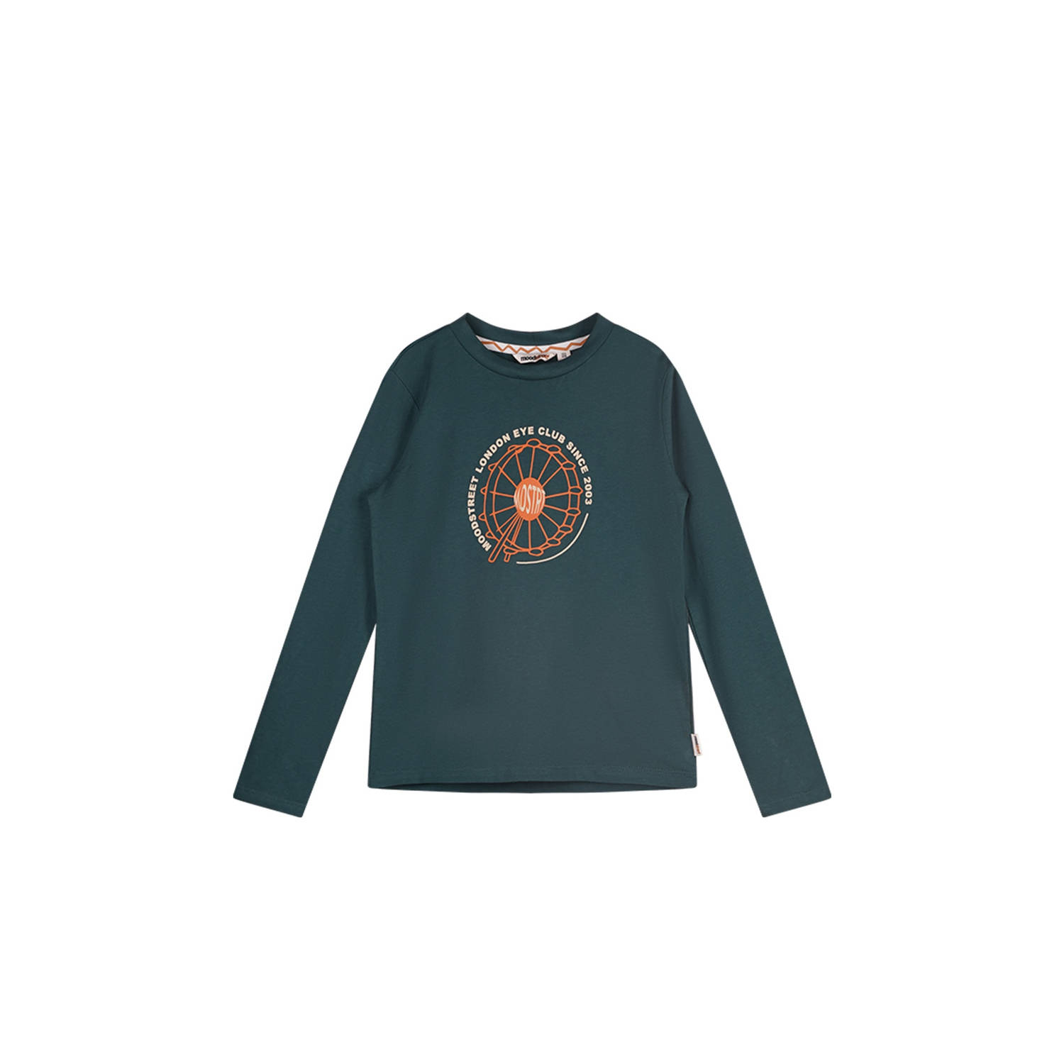 Moodstreet longsleeve Loek met printopdruk donkergroen