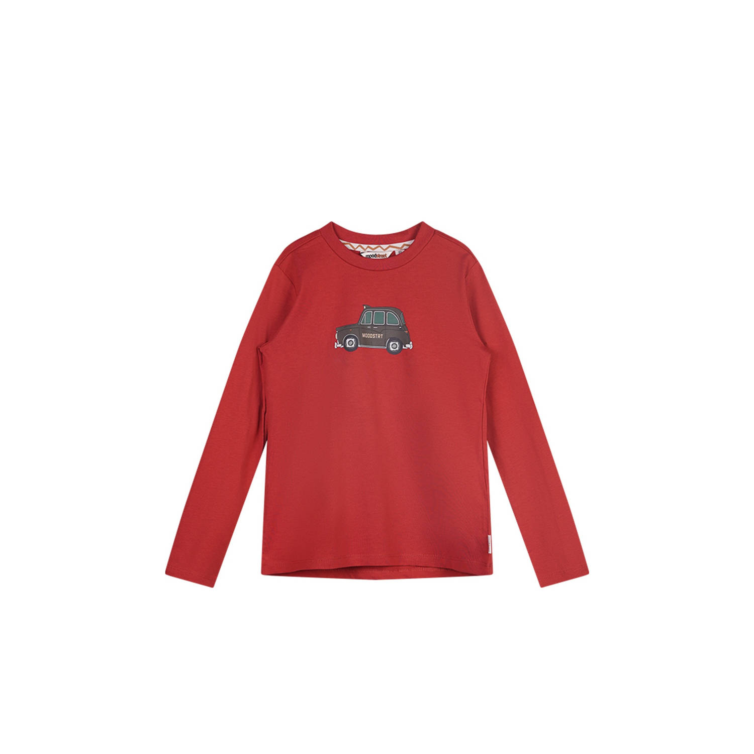 Moodstreet longsleeve Loek met printopdruk steenrood