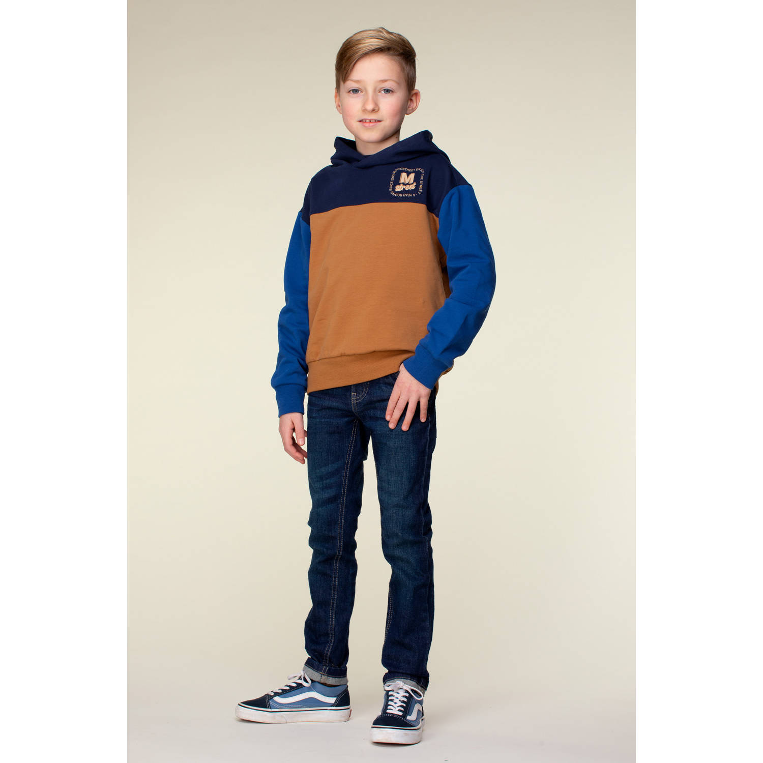 Moodstreet hoodie Sill bruin blauw zwart