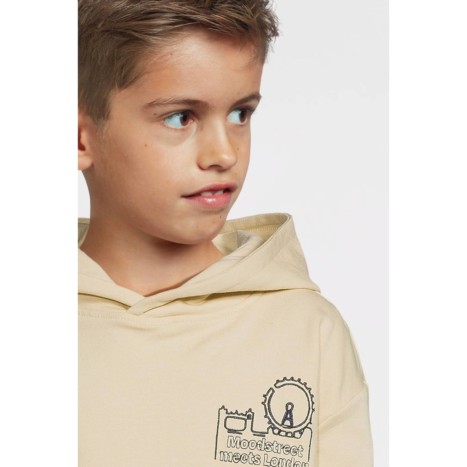 Moodstreet hoodie Sem met backprint beige