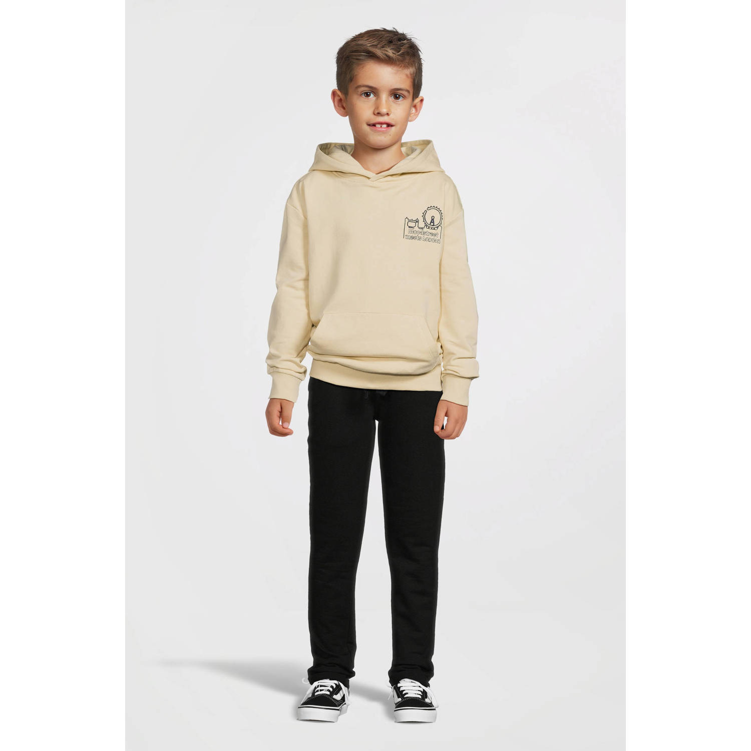 Moodstreet hoodie Sem met backprint beige