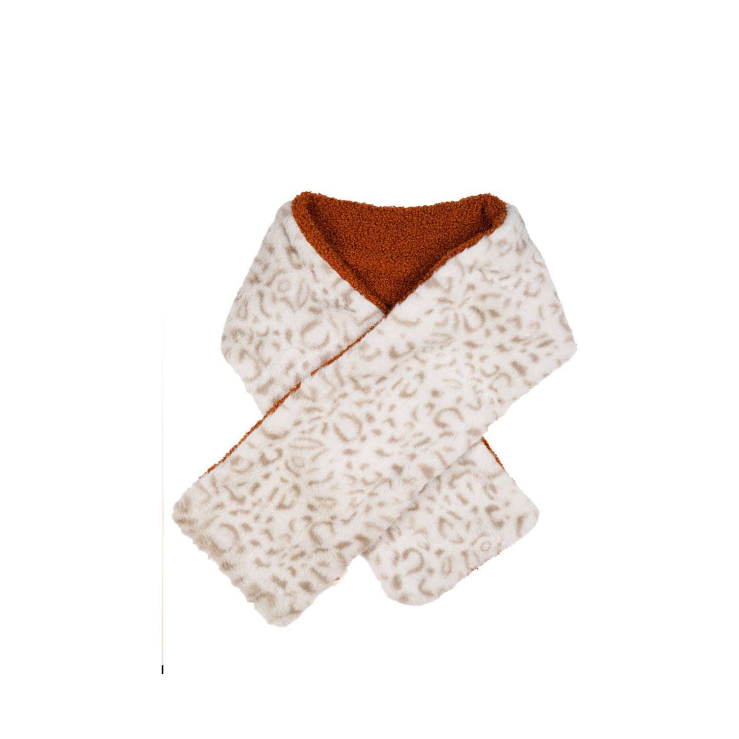 Moodstreet reversible sjaal roestbruin offwhite