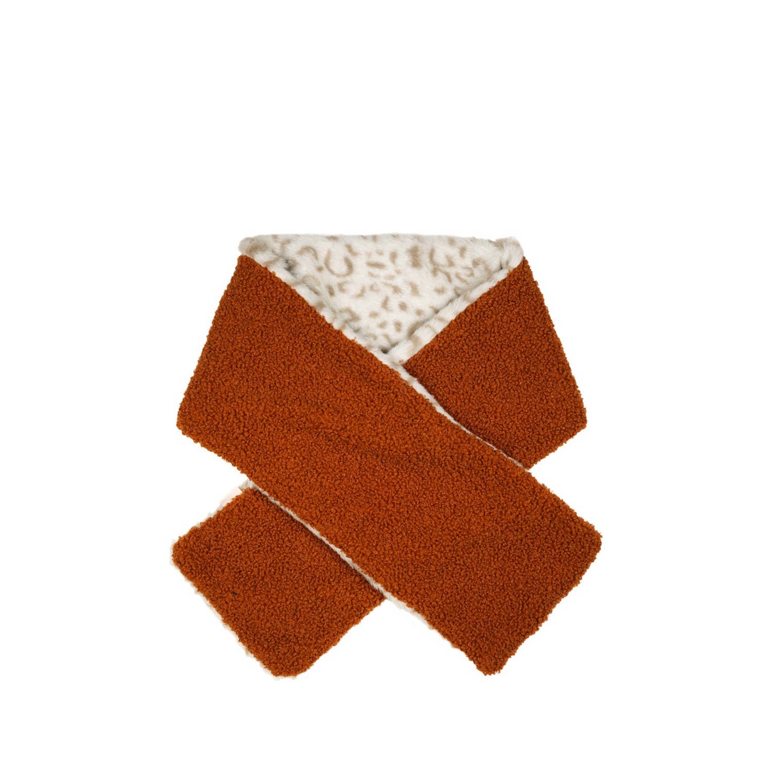 Moodstreet reversible sjaal roestbruin offwhite