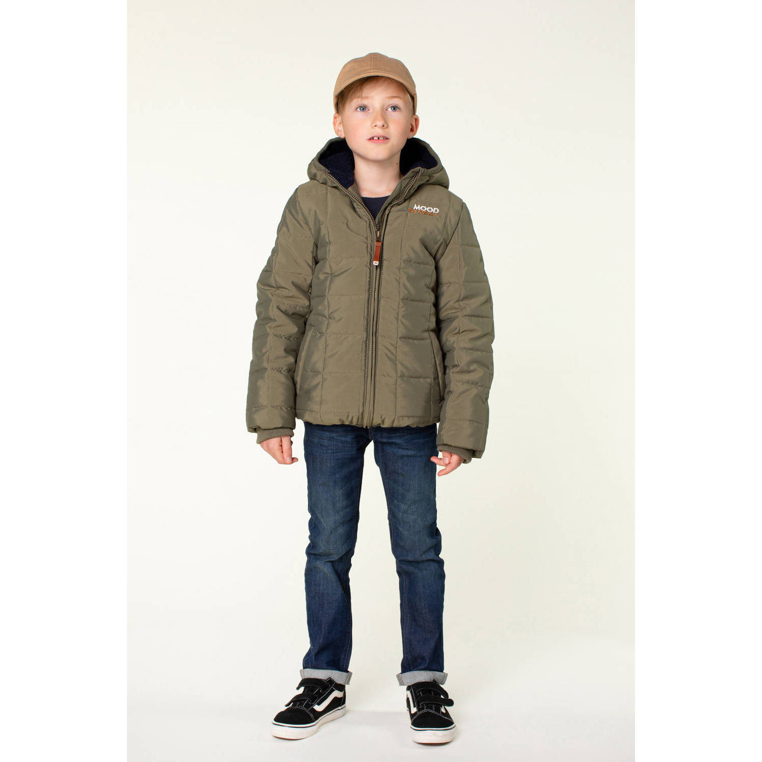 Moodstreet gewatteerde winterjas James kakigroen