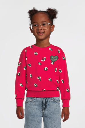 sweater Siv met all over print felroze