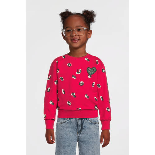 Moodstreet sweater Siv met all over print felroze afbeelding