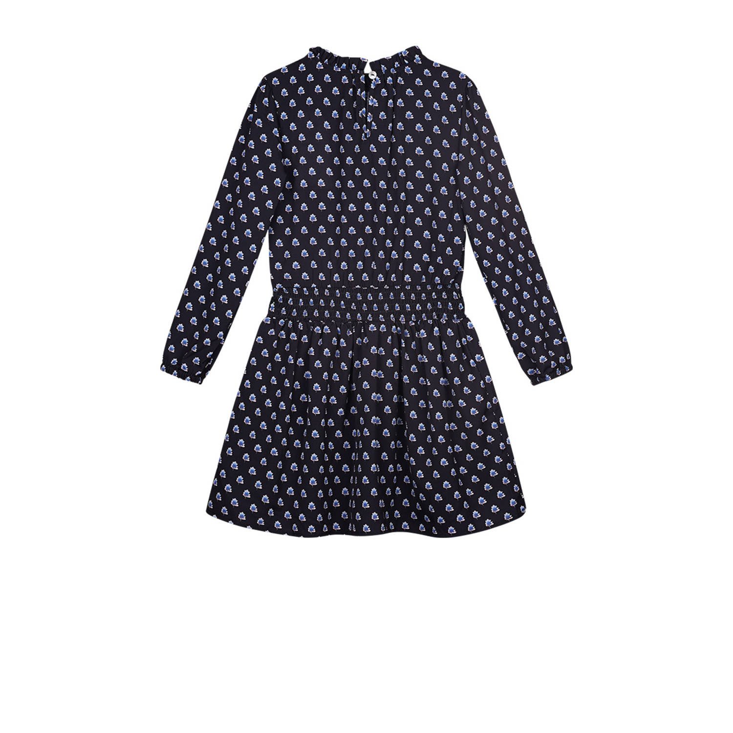 Moodstreet jurk Dewi met all over print en ruches zwart