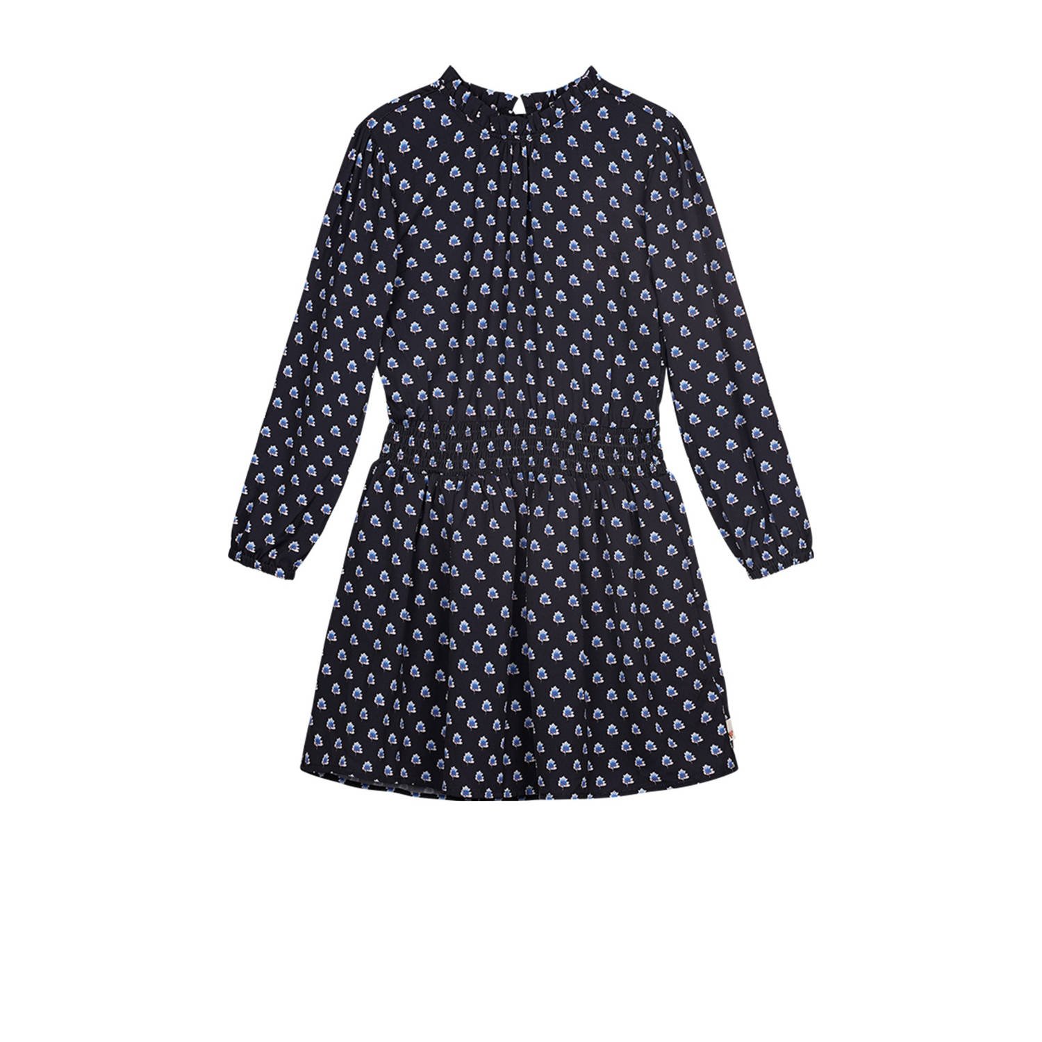 Moodstreet jurk Dewi met all over print en ruches zwart