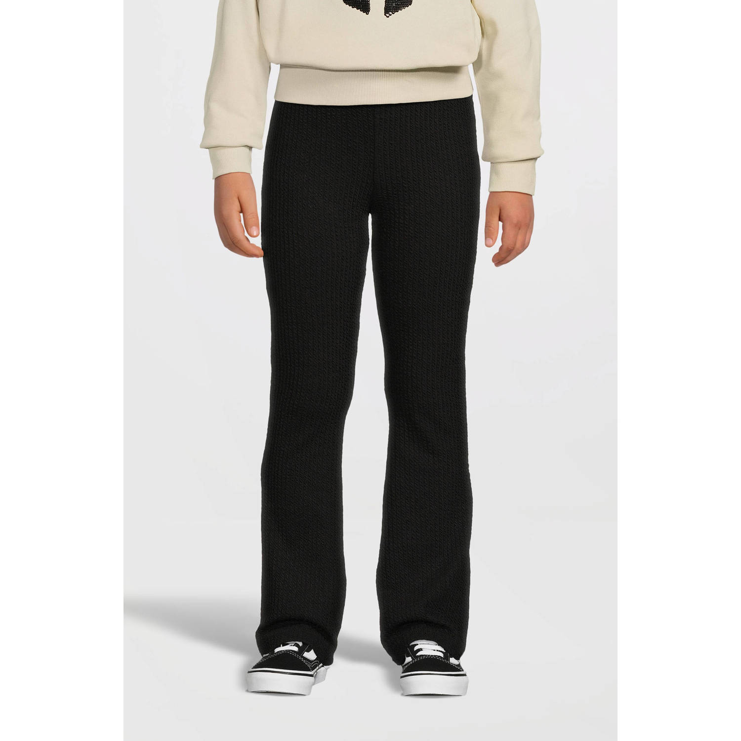 MOODSTREET Meisjes Broeken Pant Bess Structure Knit Zwart