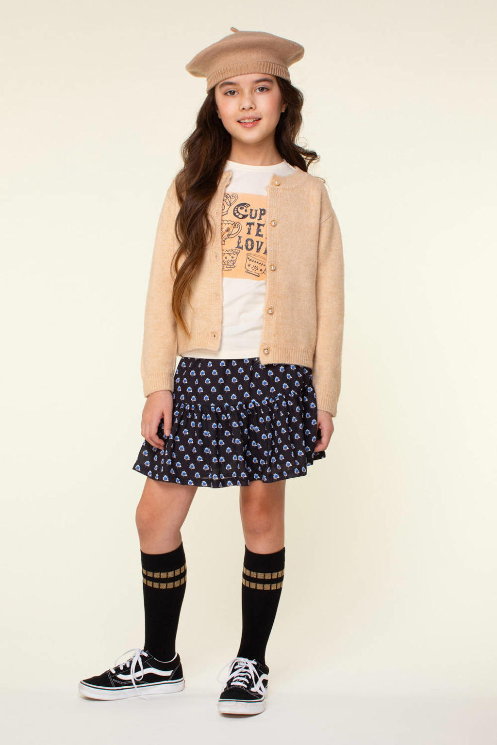 Zwart, blauw en witte meisjes Moodstreet rok gemaakt van polyester en met elastische tailleband