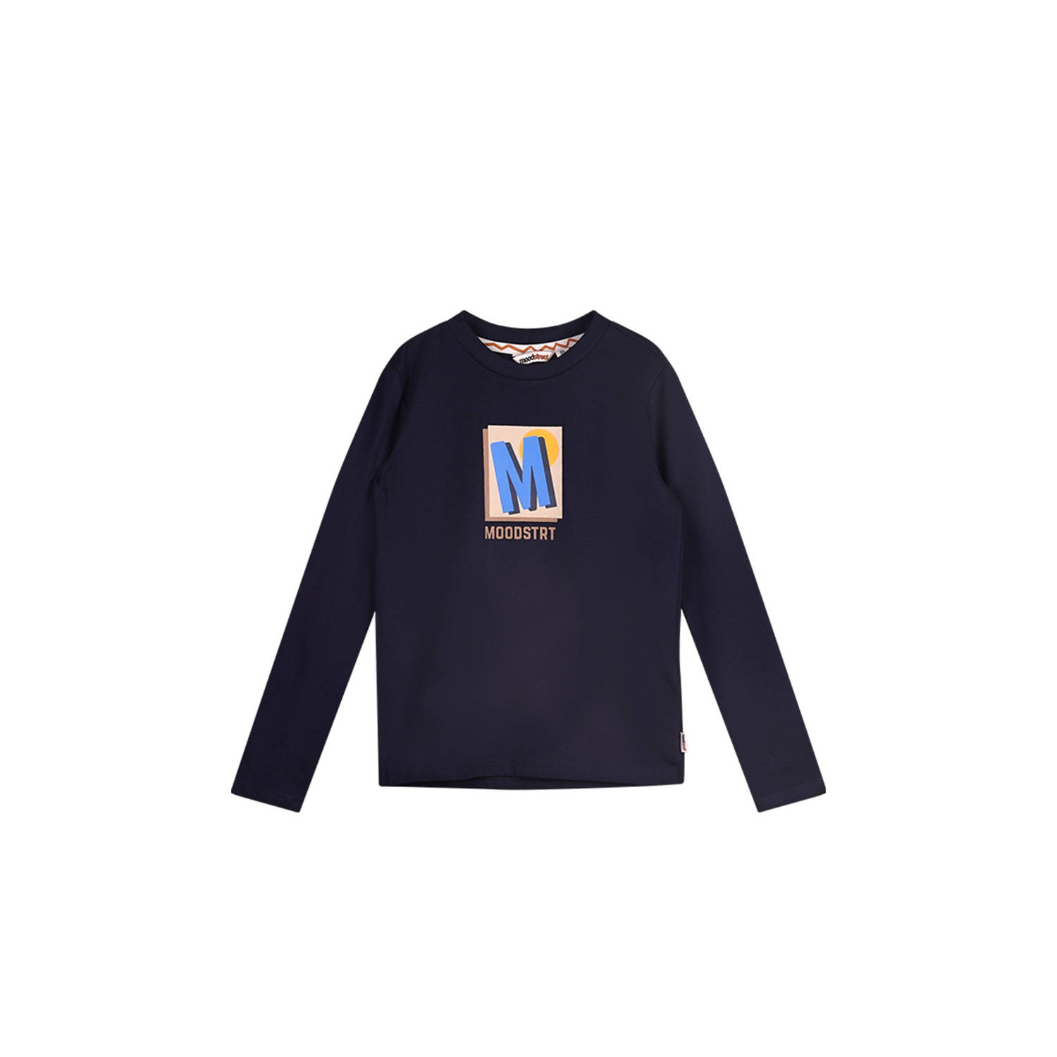 Moodstreet longsleeve Loek met printopdruk donkerblauw