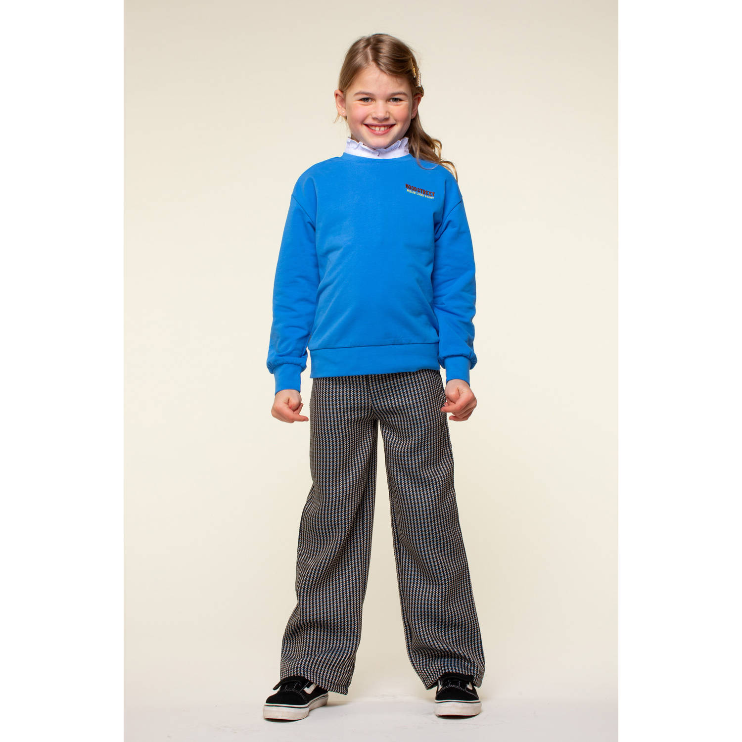 Moodstreet sweater Sky met backprint blauw