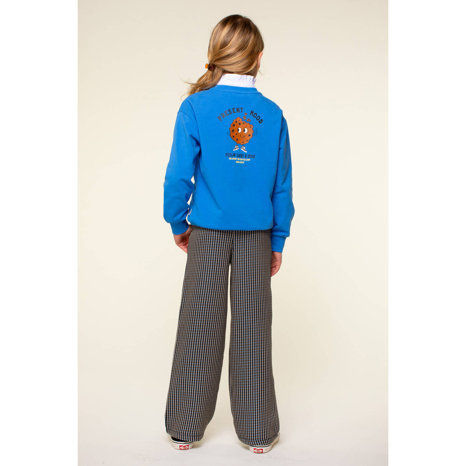 Moodstreet sweater Sky met backprint blauw
