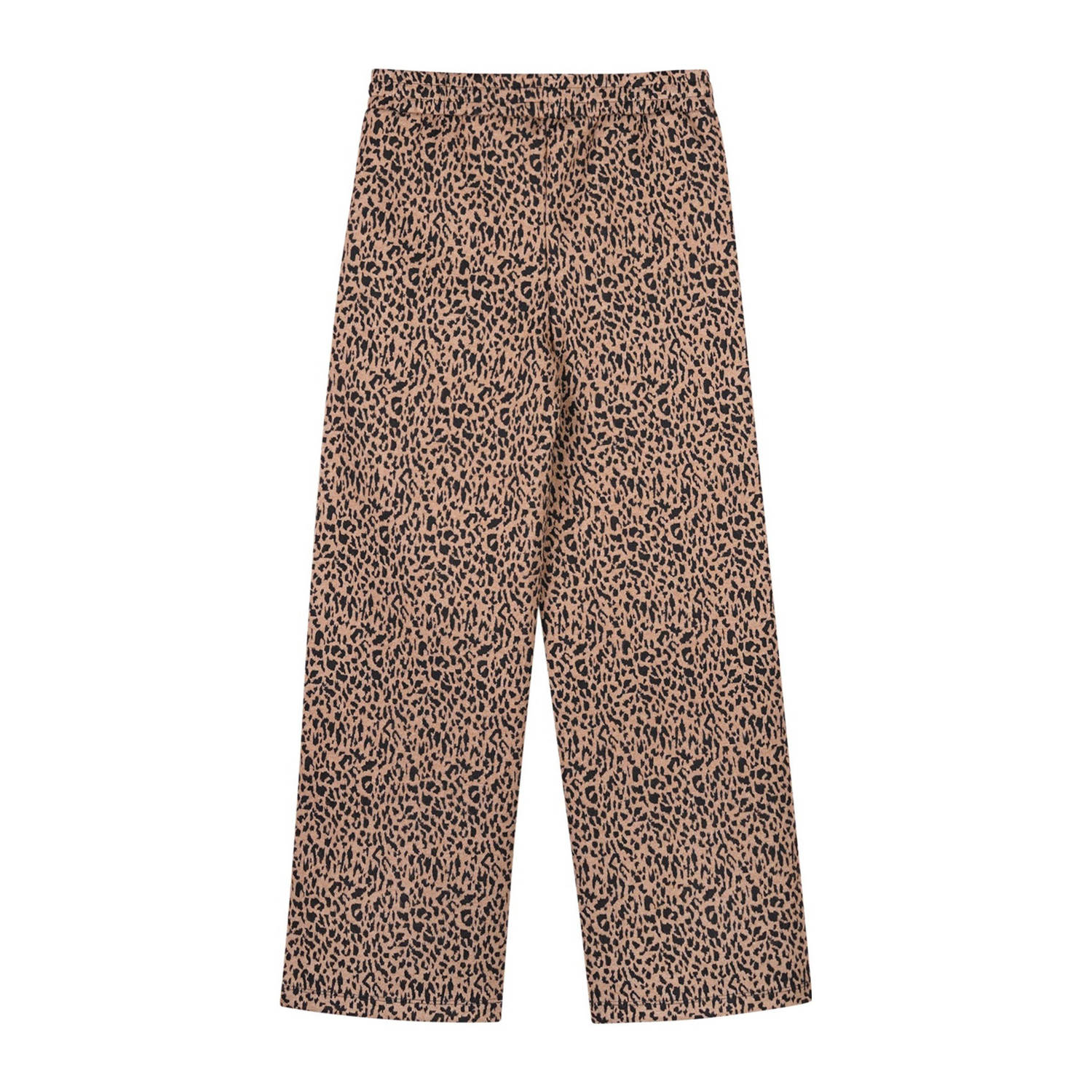 Moodstreet straight fit broek Belle met all over print lichtbruin zwart