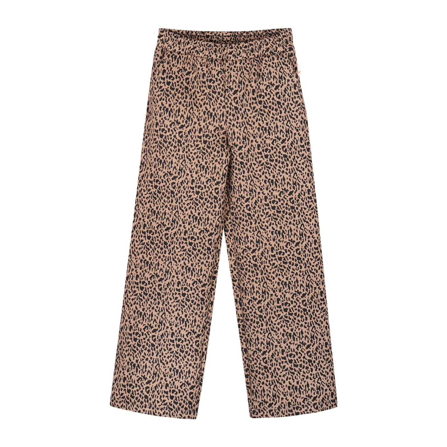 Moodstreet straight fit broek Belle met all over print lichtbruin zwart