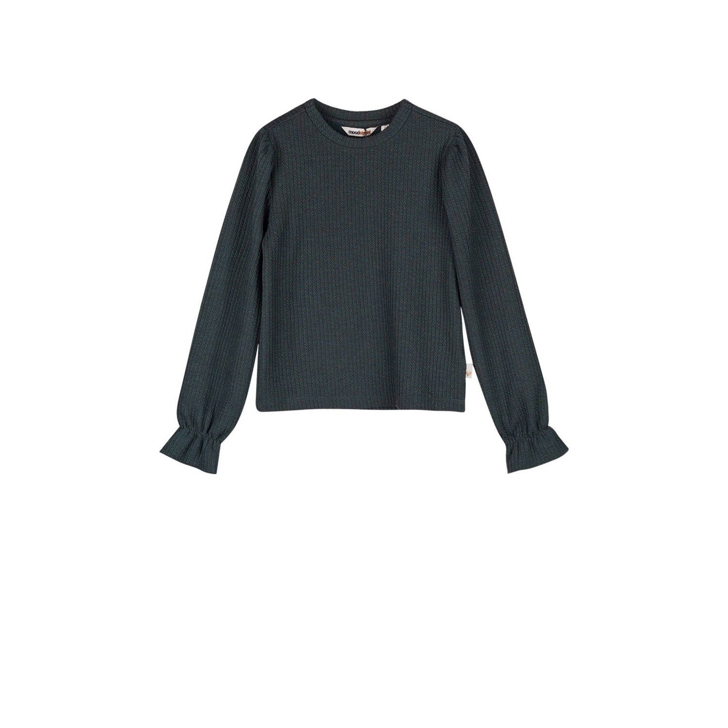 MOODSTREET Meisjes Tops & T-shirts Top Sammy Structure Knit Donkergroen